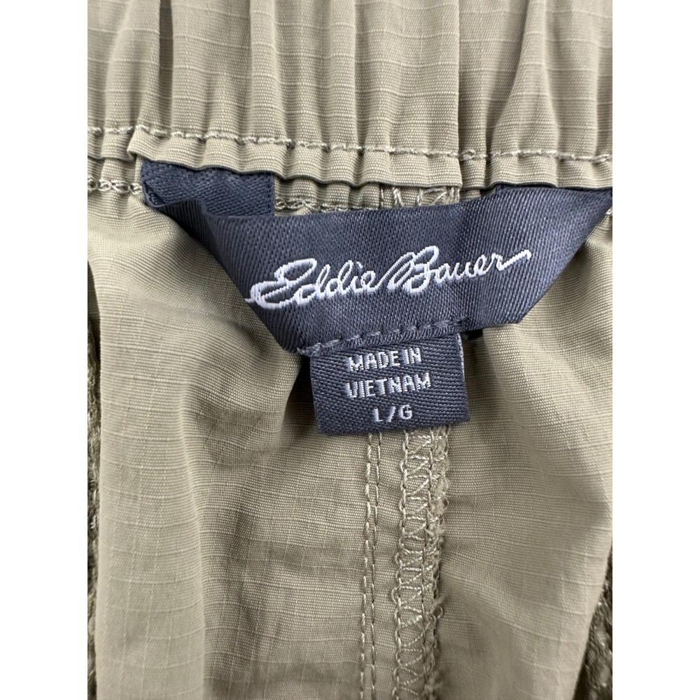 Eddie Bauer Mens Khaki Nylon Cargo Shorts Belted Flat Front Size L G - Picture 4 of 16